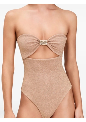 Devon Windsor Izzie cut-out metallic swimsuit - Neutrals