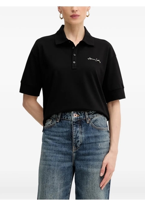 Armani Exchange logo-embroidered short-sleeve polo shirt - Black