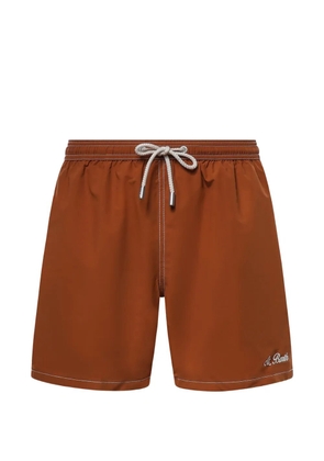 MC2 Saint Barth contrast-stitch embroidered-logo swim shorts - Brown