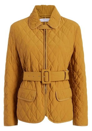Another Tomorrow diamond-quilted belted puffer jacket - Yellow
