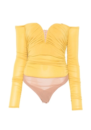 Elisabetta Franchi ruched off-the-shoulder bodysuit - Yellow