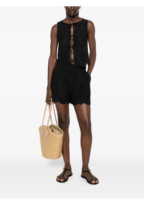 MC2 Saint Barth Amani broderie-anglaise scalloped shorts - Black