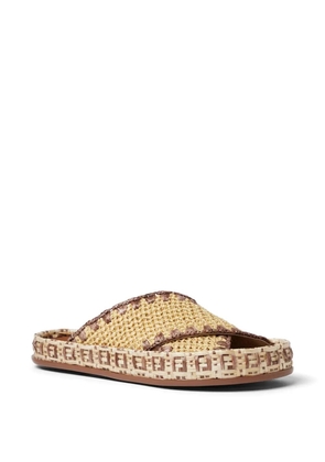 FENDI crossover woven flat sandals - Brown