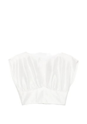 Leen Mougrhabi Isla boat-neck crop top - White