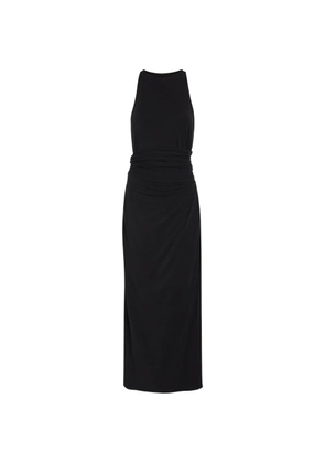 Another Tomorrow ruched-waist sleeveless midi dress - Black