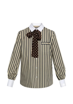 Valentino Garavani striped pussy-bow shirt - Neutrals