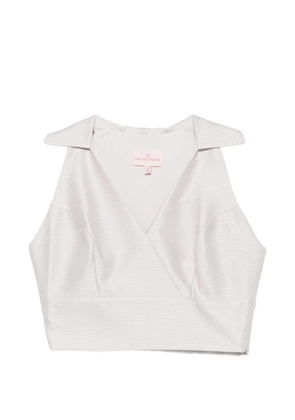 Leen Mougrhabi Evelyn V-neck crop top - Grey