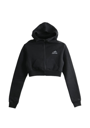 Balenciaga logo-print zip-up crop hoodie - Black