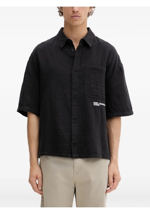 Karl Lagerfeld Jeans logo-embroidered chest-pocket shirt - Black