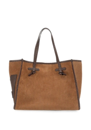 MARCELLA CLUB large Marcella ribbed suede shoulder bag - Neutrals