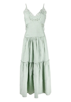 Alberta Ferretti embroidered tiered midi dress - Green