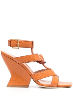 Alberta Ferretti 105mm strap-detail leather sandals - Orange