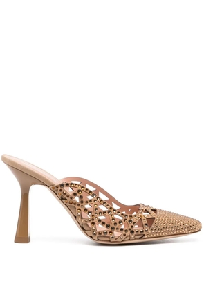 Alberta Ferretti crystal-embellished mules - Brown