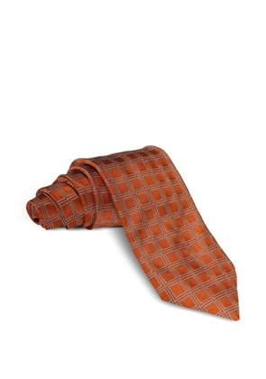 Zilli check-pattern silk tie - Orange