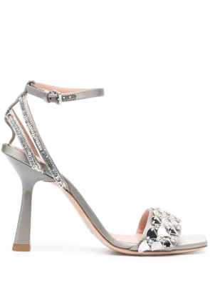 Alberta Ferretti 100mm crystal-embellished leather sandals - Silver