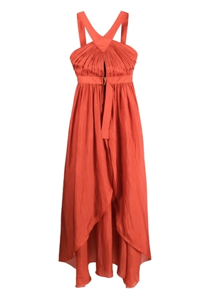 Alberta Ferretti pleated sleeveless maxi dress - Orange