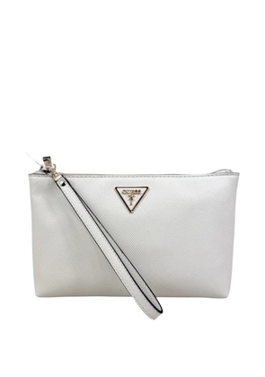 GUESS USA Laurel logo-plaque make-up bag - White
