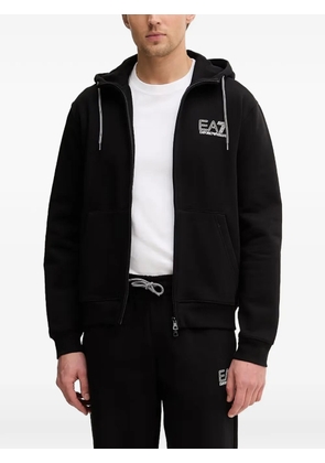 Ea7 Emporio Armani zip drawstring hoodie - Black