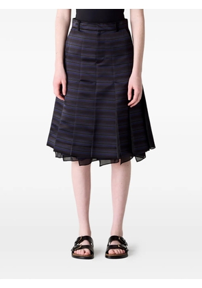 sacai striped pleated midi skirt - Black