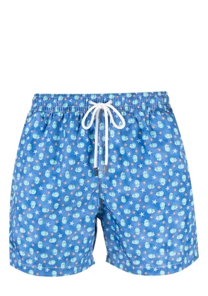 Fedeli pufferfish-print swim shorts - Blue