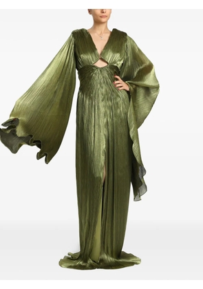 MIAU by Clara Rotescu Doha plissé-effect cut-out maxi dress - Green