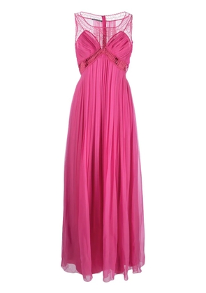 Alberta Ferretti cornely-embroidered silk maxi dress - Pink