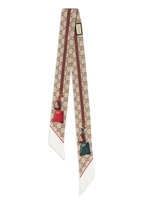 Gucci GG Valigeria-print silk neckerchief - Neutrals