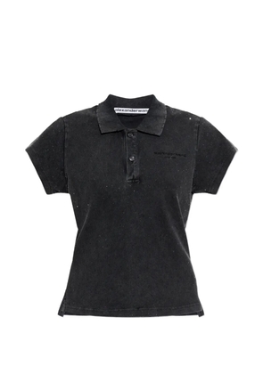 Alexander Wang crystal-embellished polo shirt - Black