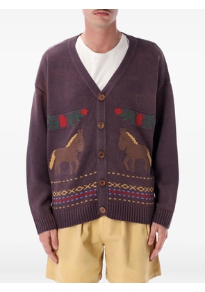 FOUND horse-intarsia knit cardigan - Purple