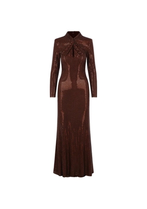 Self-Portrait rhinestone-embellished maxi ress - Brown