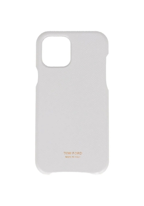 TOM FORD logo-print grained-leather iPhone case - White