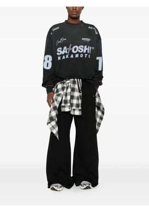 SATOSHI NAKAMOTO logo-print mesh T-shirt - Black