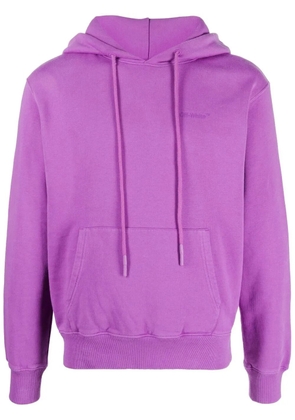 Off-White logo-print cotton hoodie - Purple