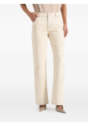 Manière De Voir Calista line-art-detail contrast-stitch jeans - Neutrals
