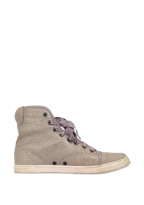 Lanvin Pre-Owned textured high-top sneakers - Neutrals
