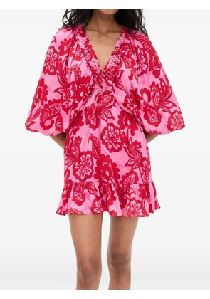 Sundress Marine ruffled floral-print mini dress - Pink