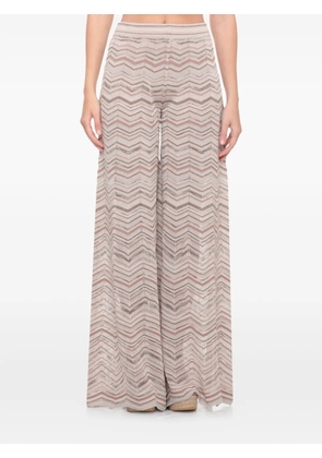 D.Exterior wide-leg chevron knit trousers - Neutrals