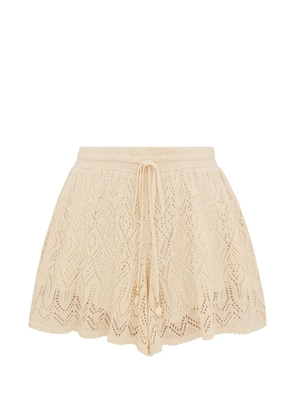 ZIMMERMANN Mahon crochet-knit drawstring shorts - Neutrals