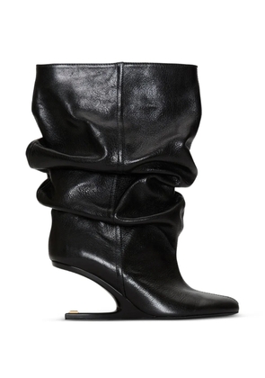 Balmain No Wedge textured leather ankle boots - Black