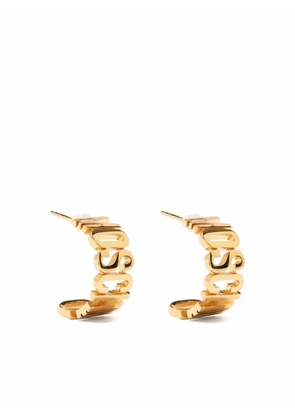 Moschino logo-lettering small hoop earrings - Gold
