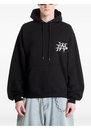 WASTED logo-print graphic-print hoodie - Black