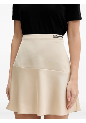 Karl Lagerfeld Jeans logo-embroidered asymmetric-panel mini skirt - Neutrals