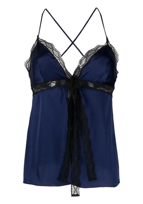 Alberta Ferretti lace-trim detail top - Blue