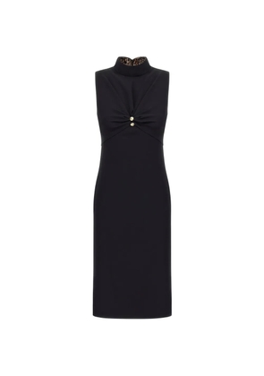 Roberto Cavalli twist-detail high-neck midi dress - Black