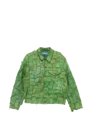 INNOCENCE NYC square-patchwork distressed denim jacket - Green