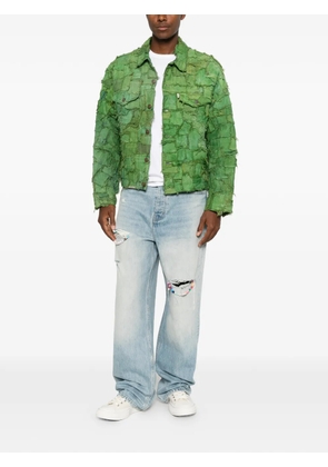 INNOCENCE NYC square-patchwork distressed denim jacket - Green