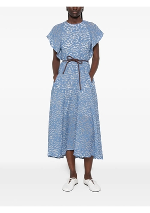 Odeeh braided-belt flutter-sleeve dress - Blue
