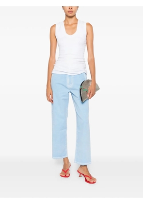 Odeeh logo-embroidered frayed jeans - Blue