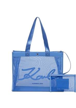 Karl Lagerfeld mesh logo-patch tote bag - Blue