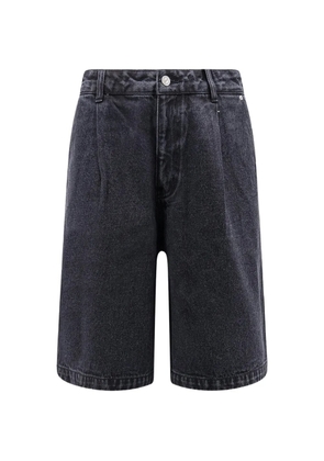 DUNST pleated denim shorts - Black